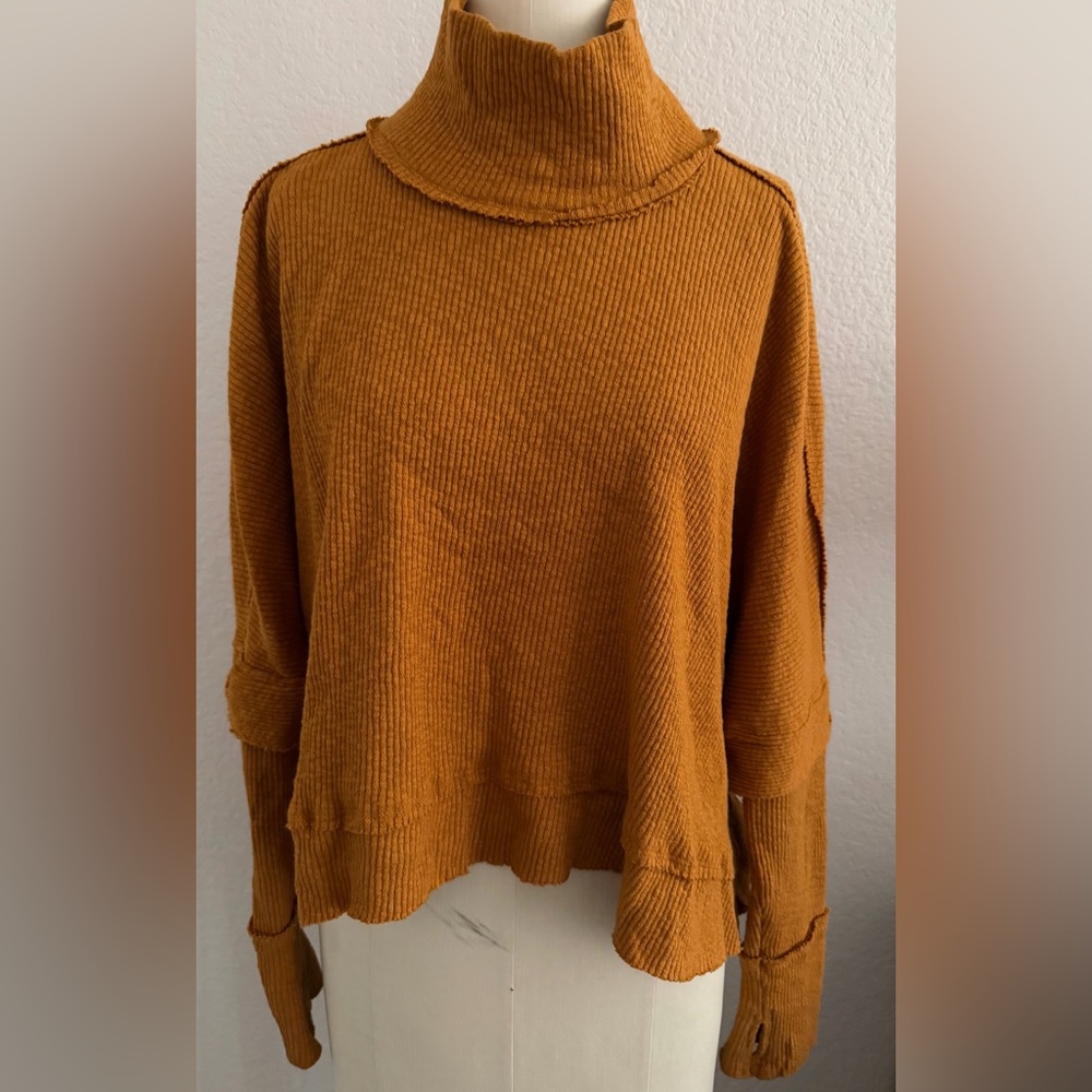 Cozy orange Turtleneck Sweater for Women